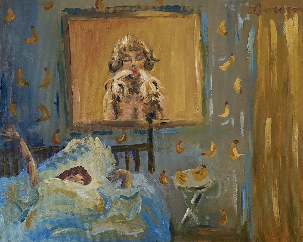 painting of blue and yellow banana room 