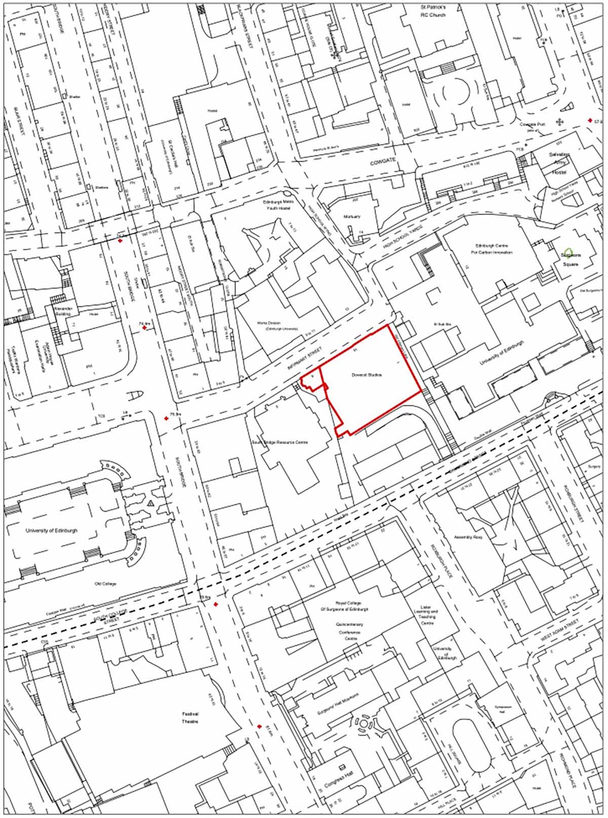 Location Plan of the Edinburgh City area with project site outlined in red