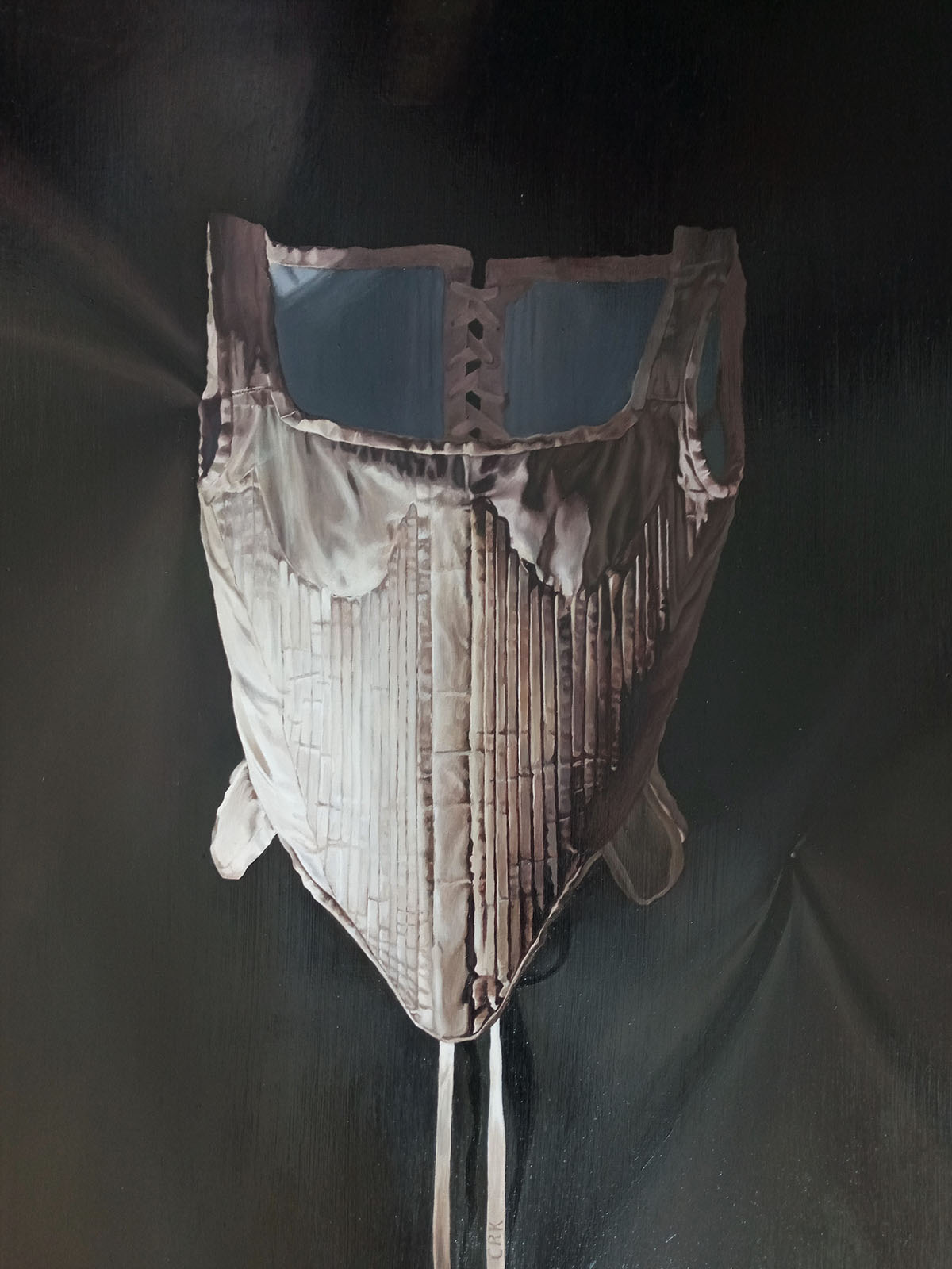 A painting of a historical pair of stays