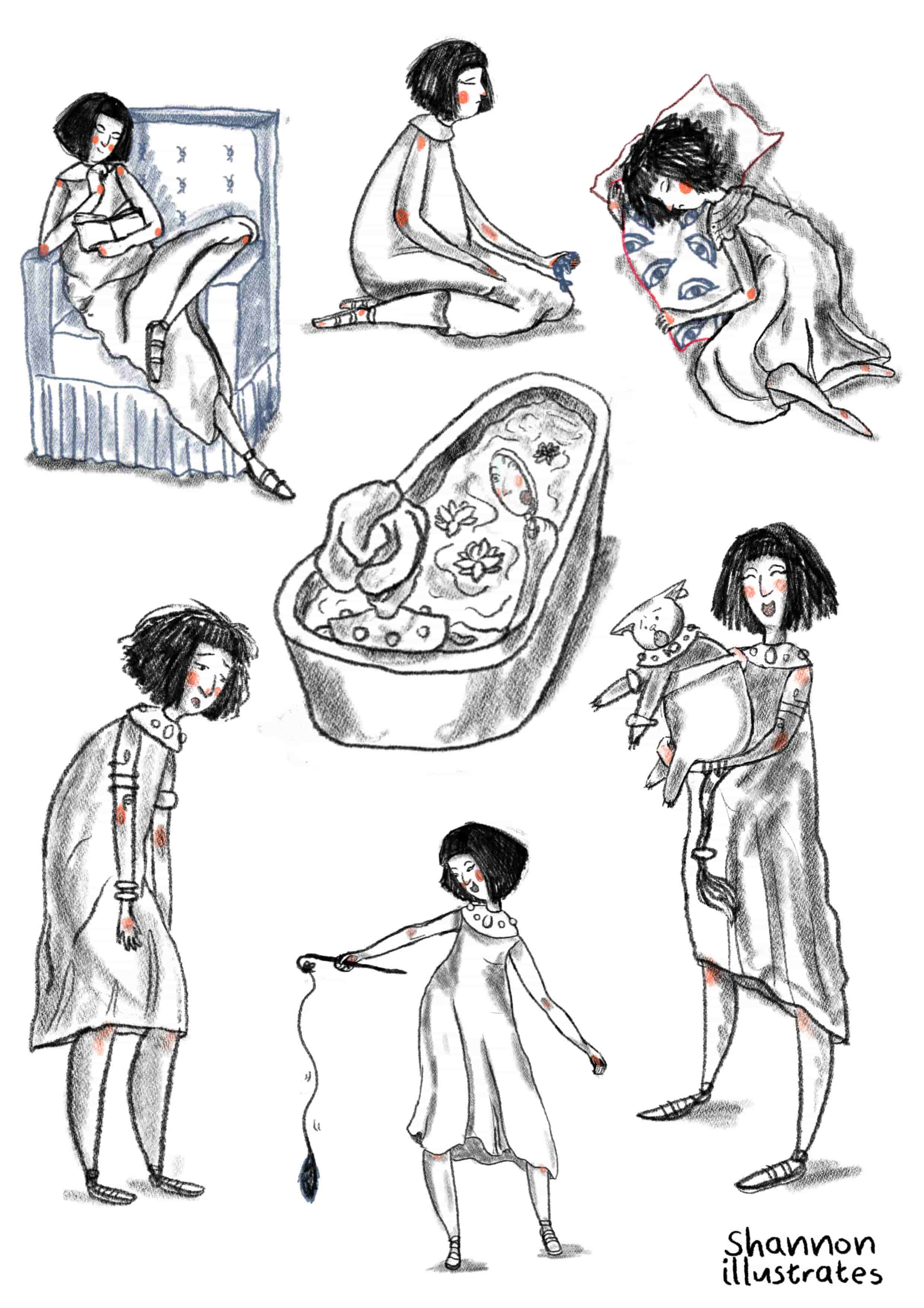 Sketchbook page poses