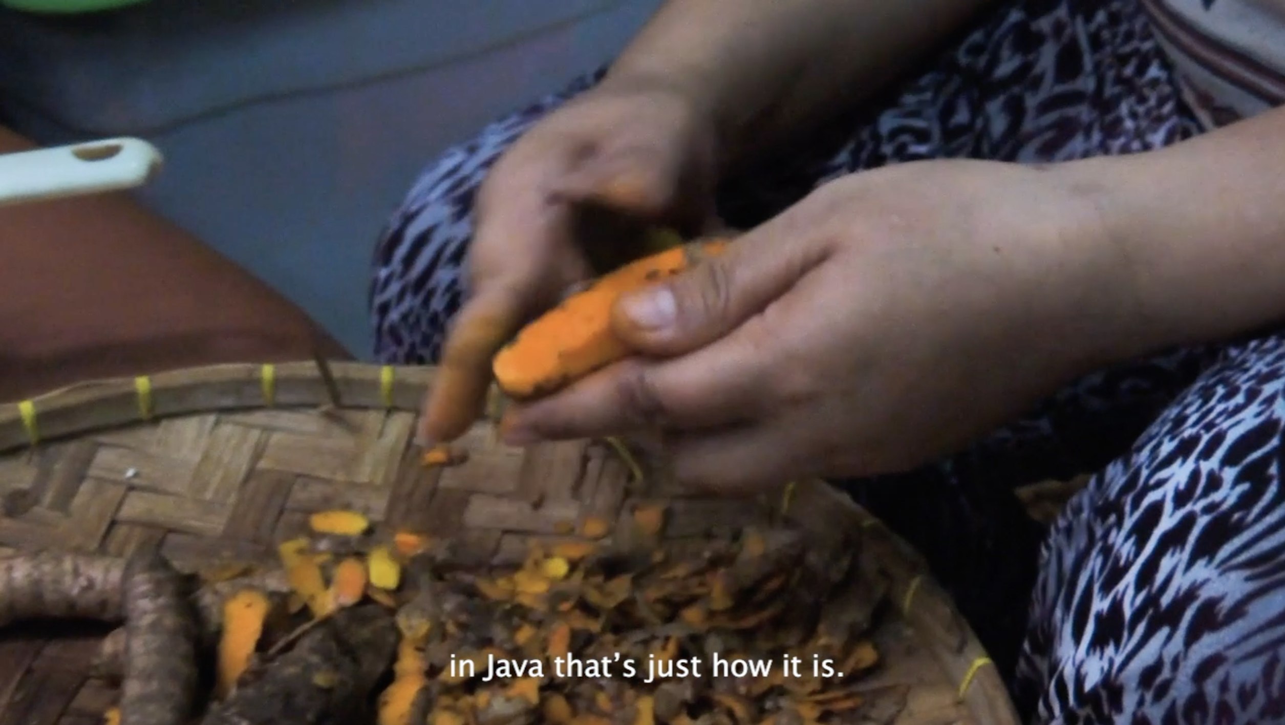 Video still of 'Visual Recipe' with translated subtitles.