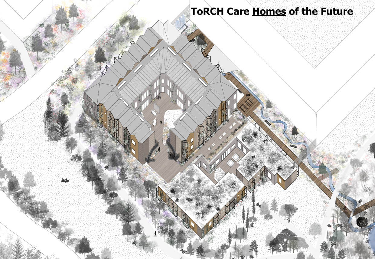 Axonometric drawing of the care home proposal