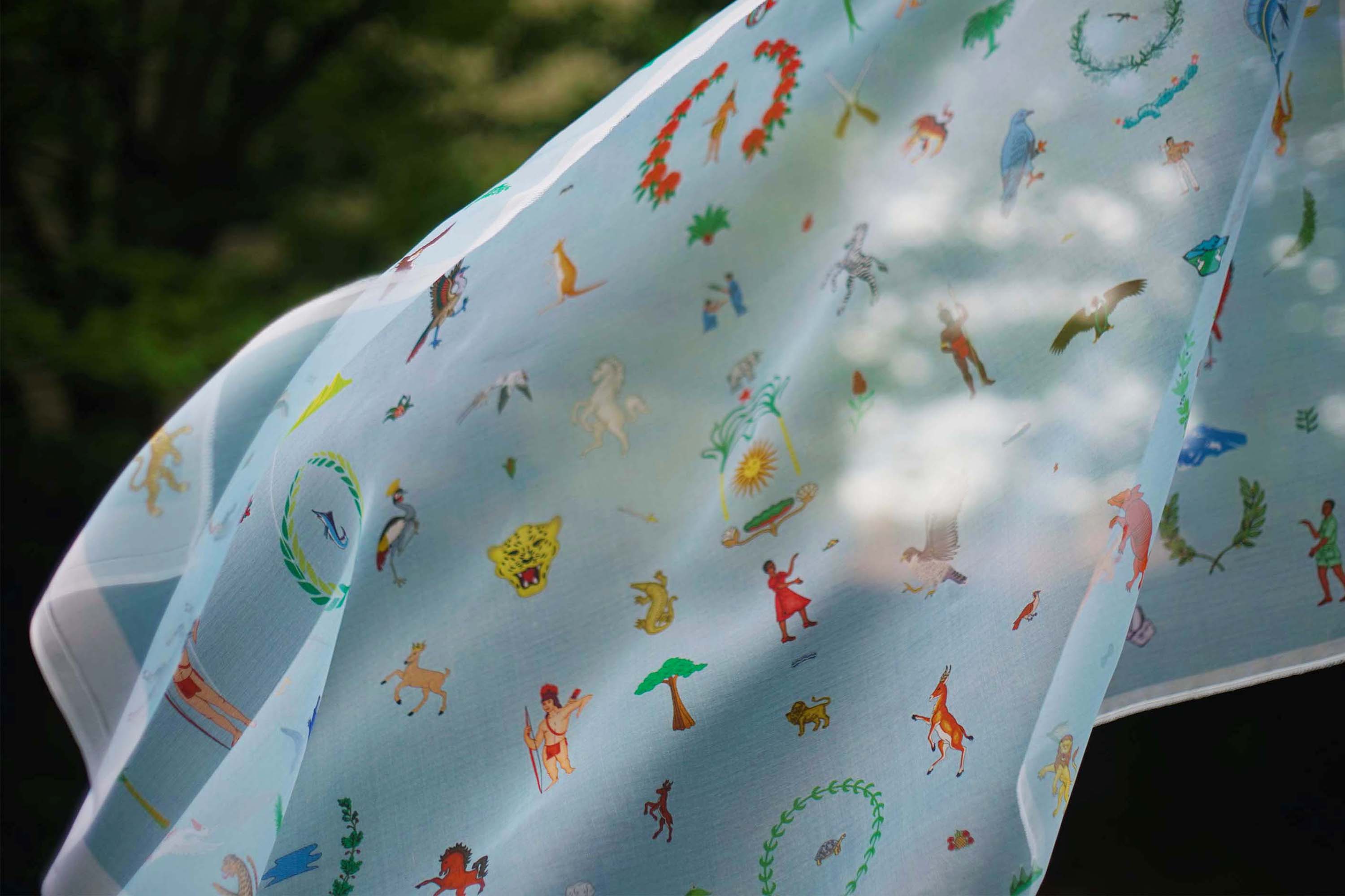 Speculative flag: digital drawing and textile digital printing on silk. 