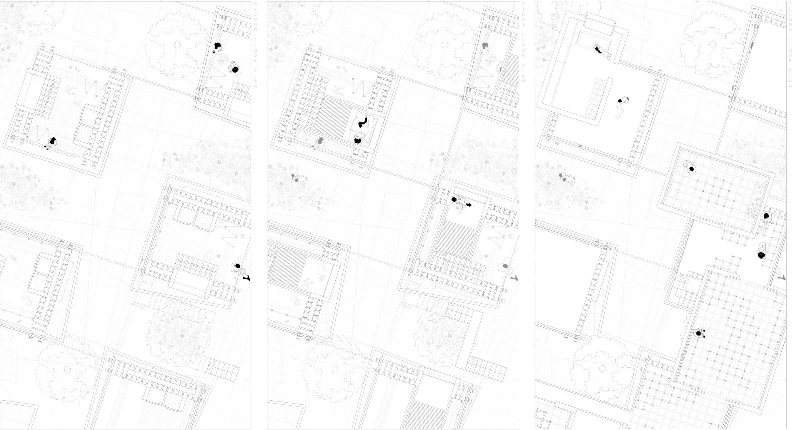 Ground, First and Second Floor Plans
