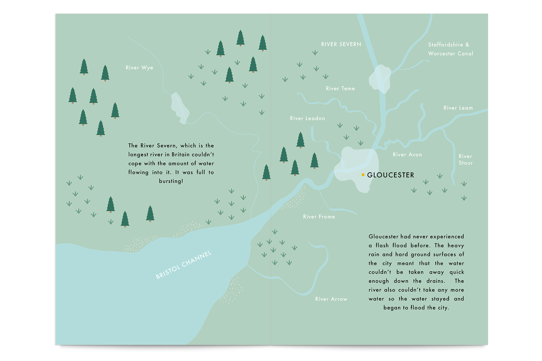 Double Page spread of the background information about Gloucester