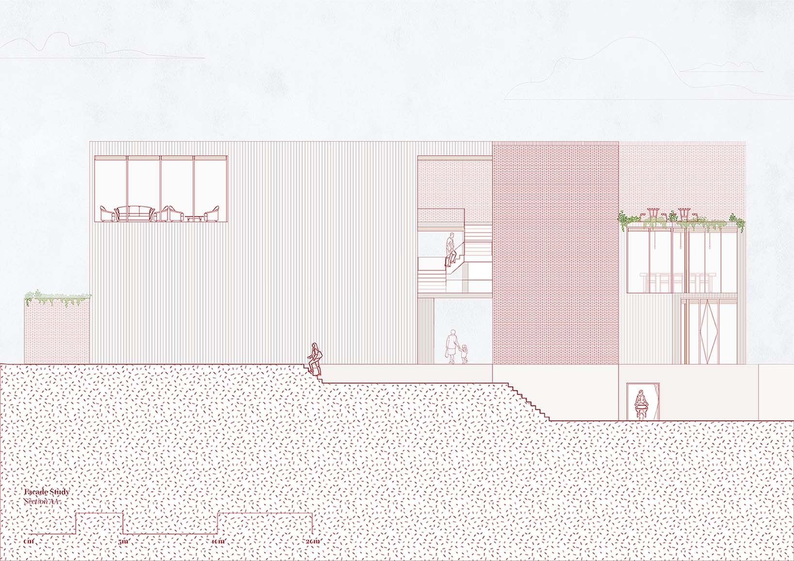 Facade study of the building.