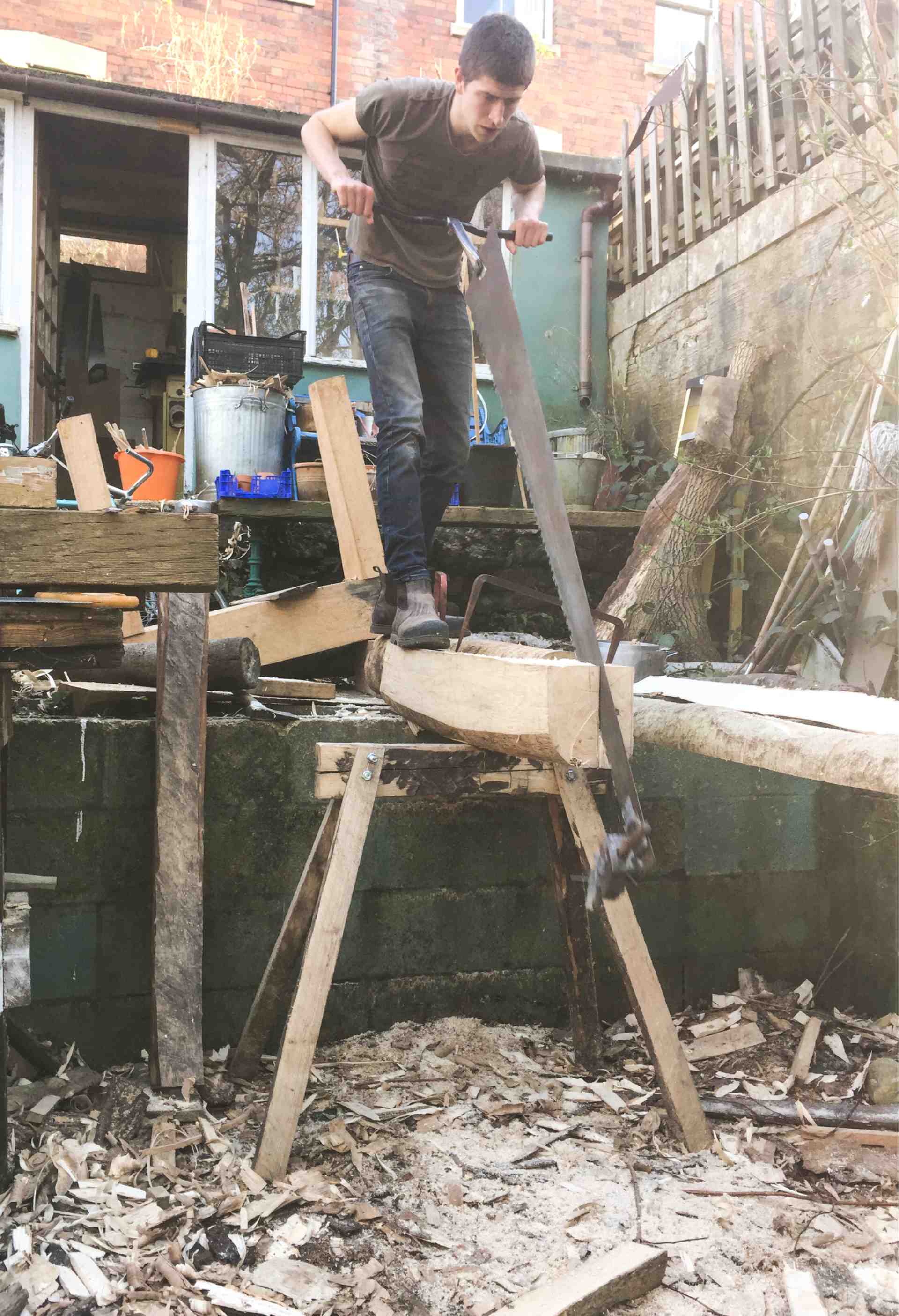 Me, sawing a log.