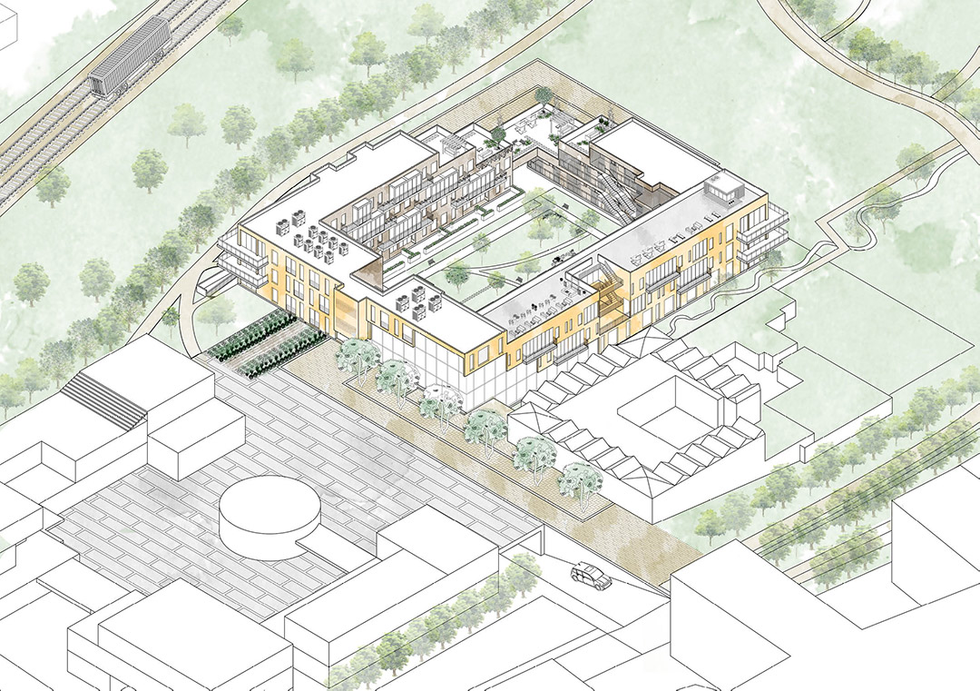 Extra care home axonometric view