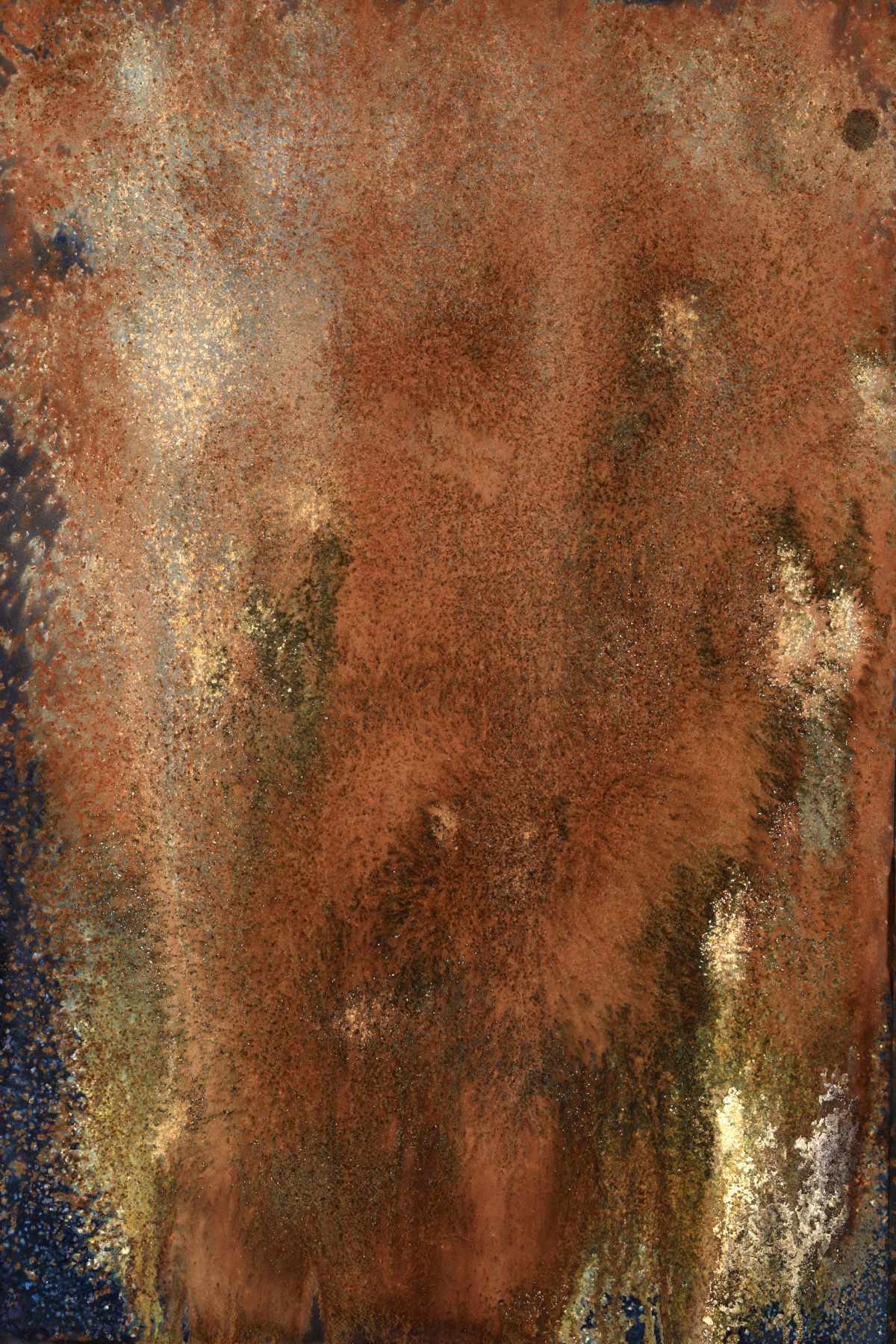 Camera-less photogram using metals found in spoil tips that are prevalent in photography