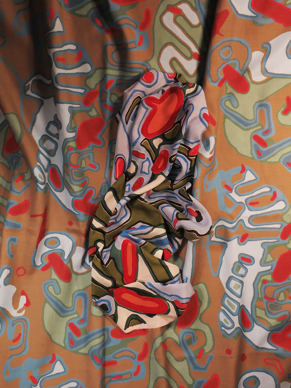 River Print onto Georgette and Linen Repeat Camouflage pattern