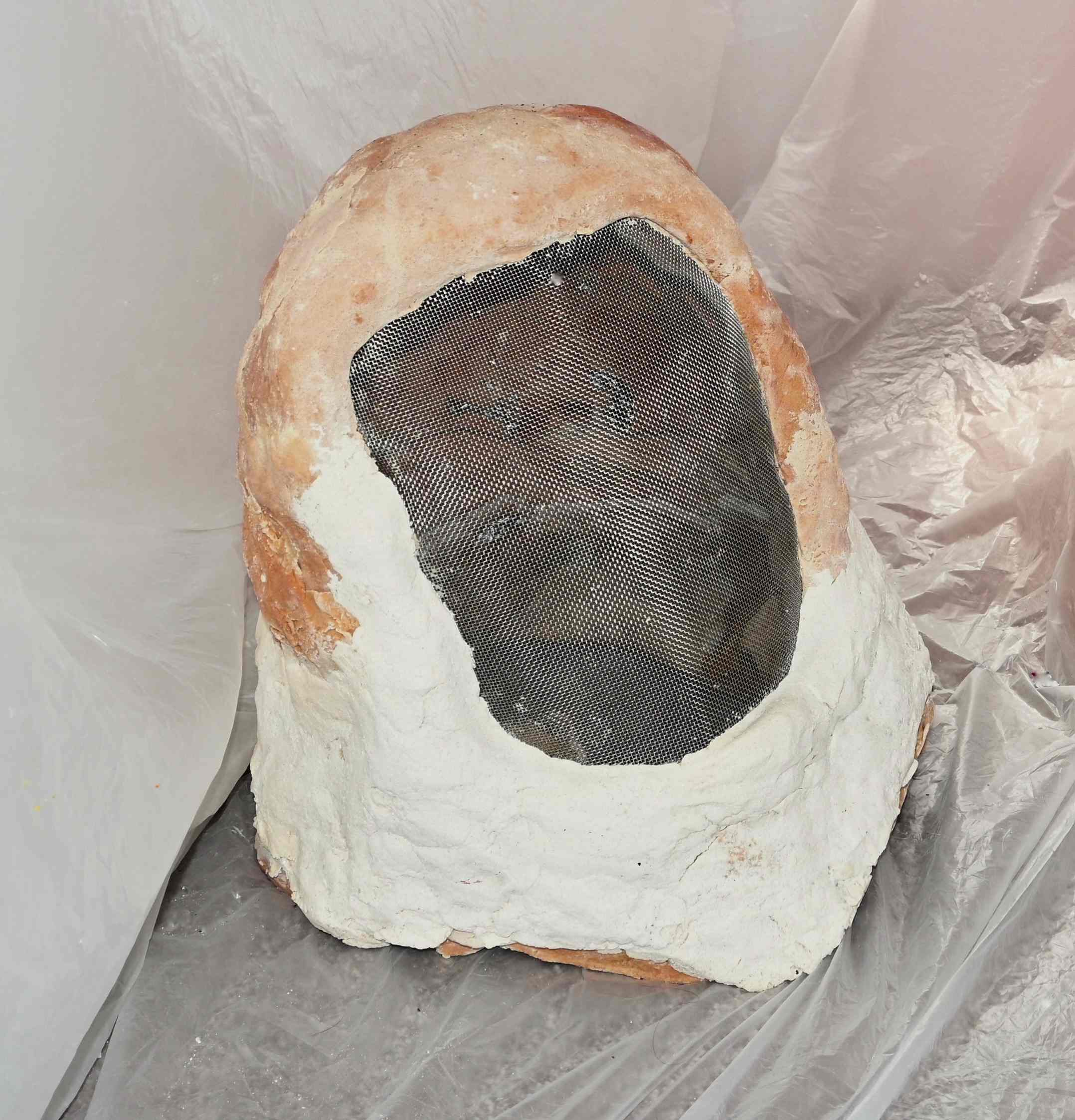 fencing helmet made from saltdough