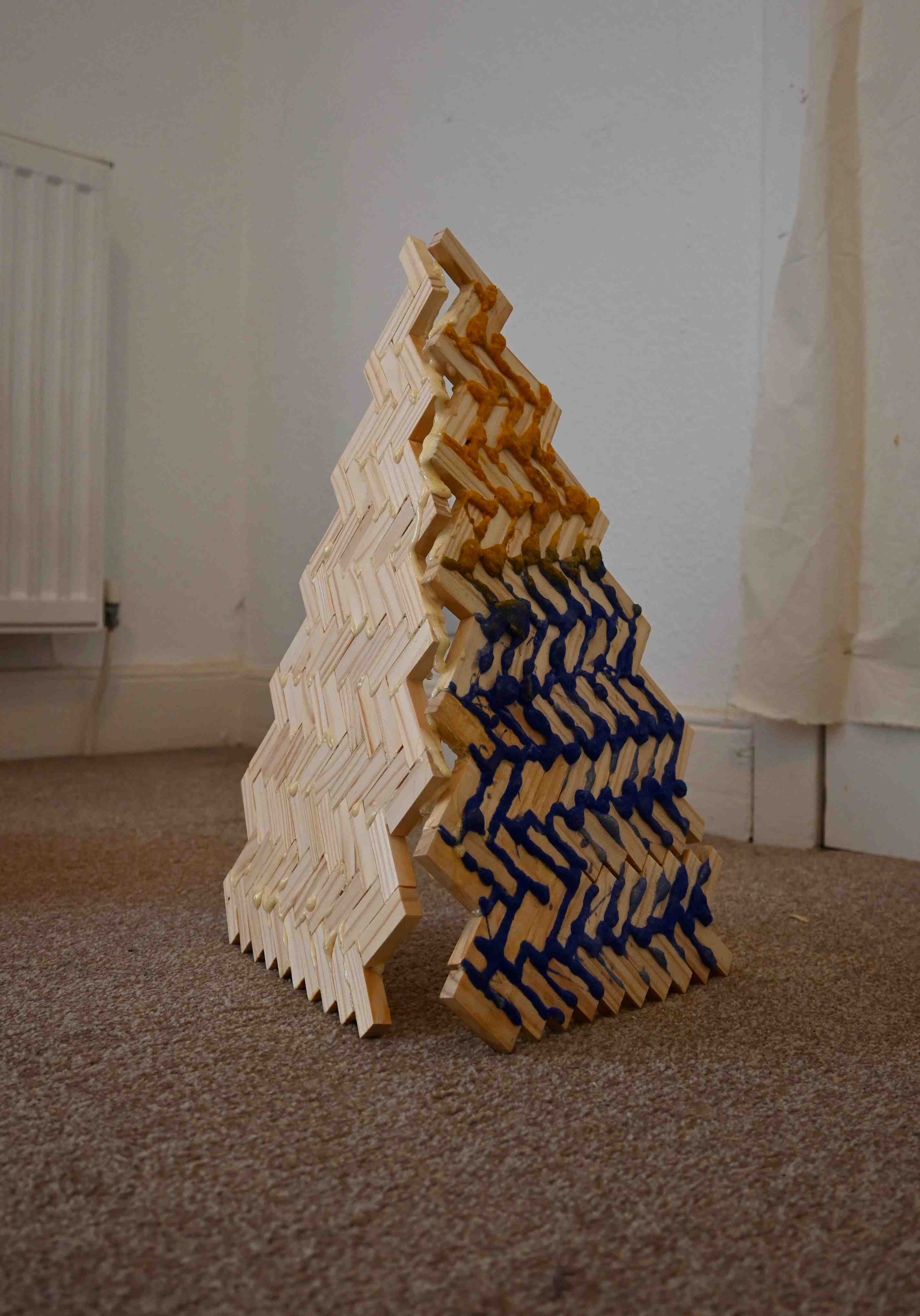 jenga glued together like parquet flooring