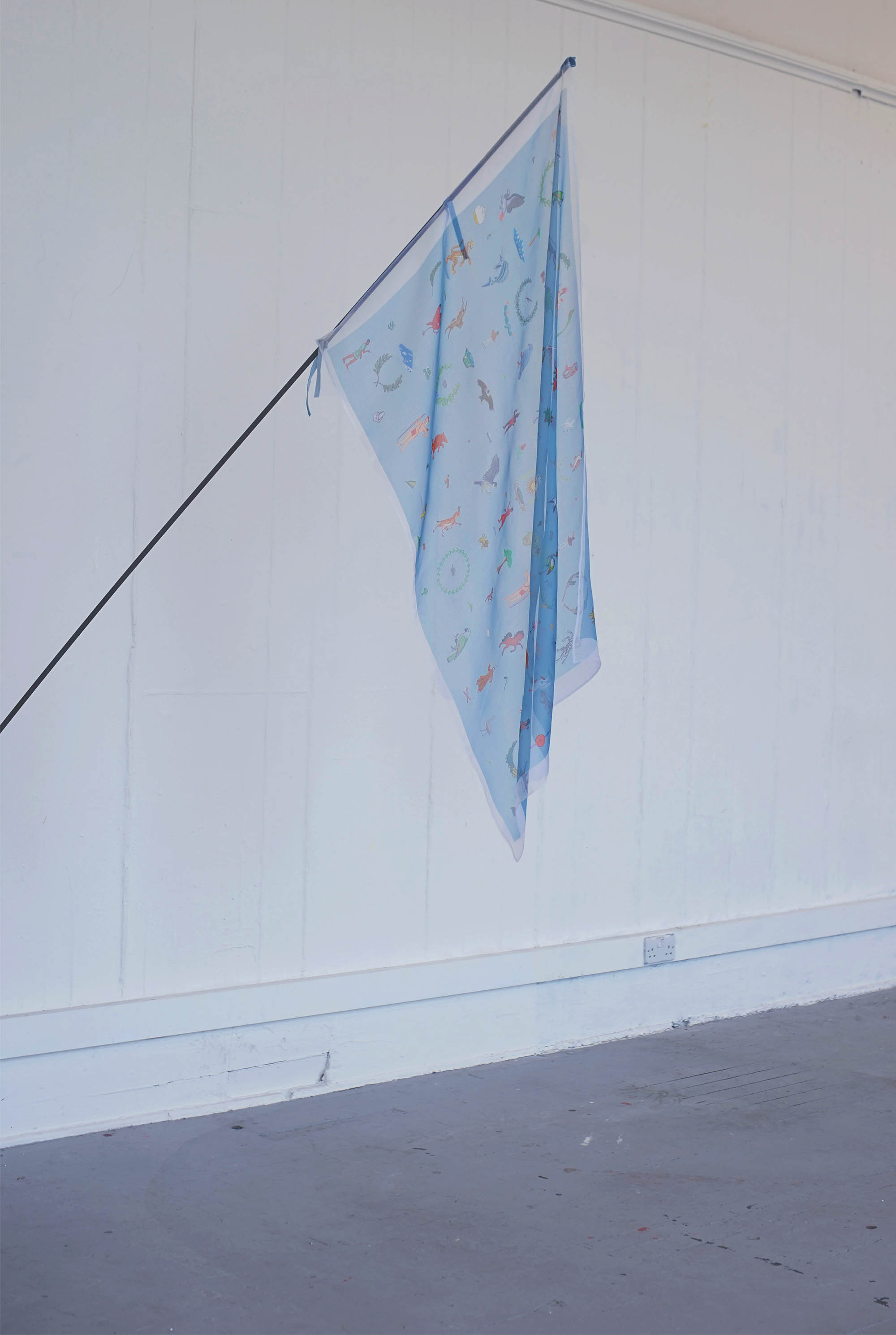 Speculative flag: digital drawing and textile digital printing on silk. 