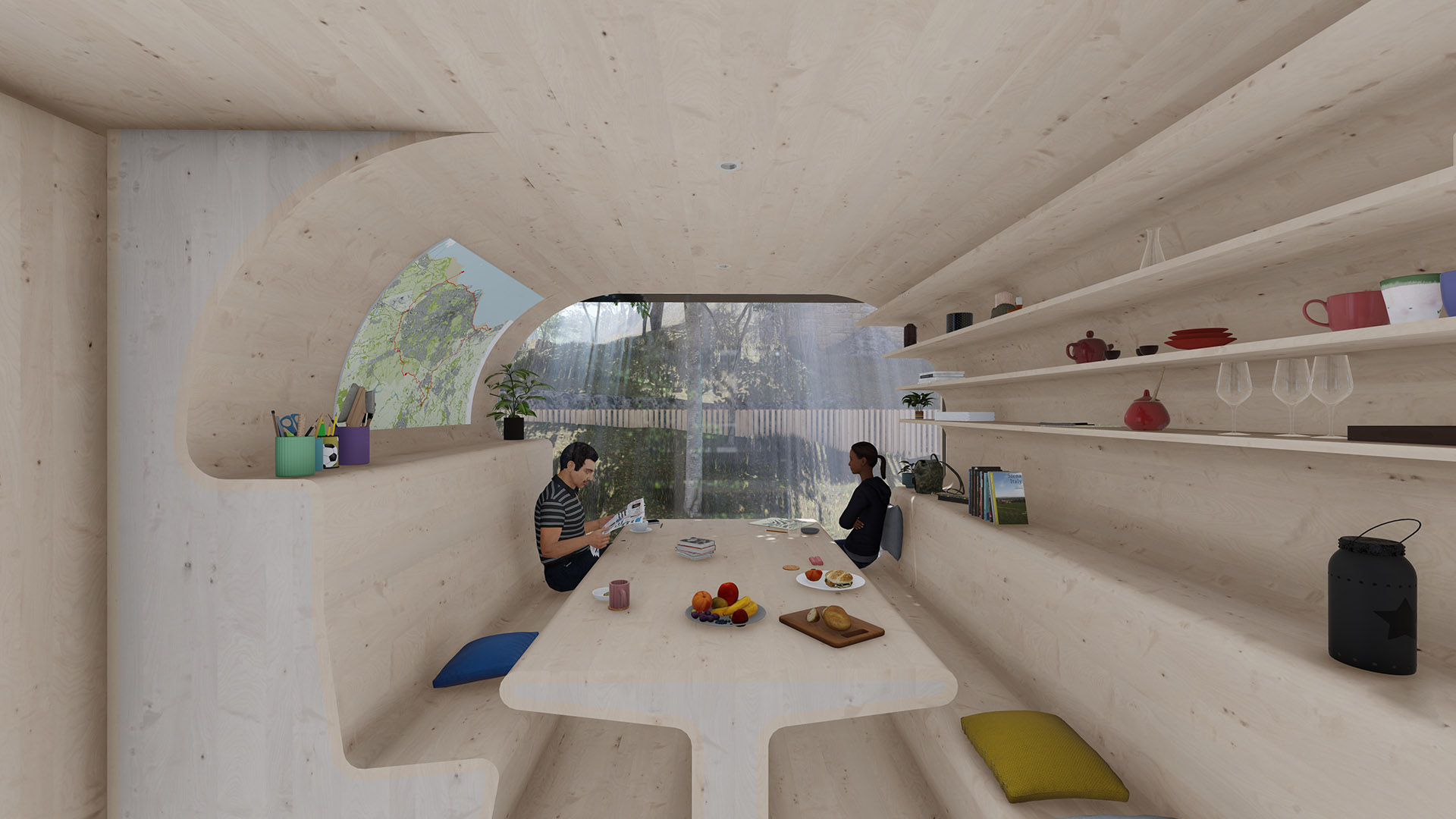 Interior Visualisation of Bothy 1's Dining Area