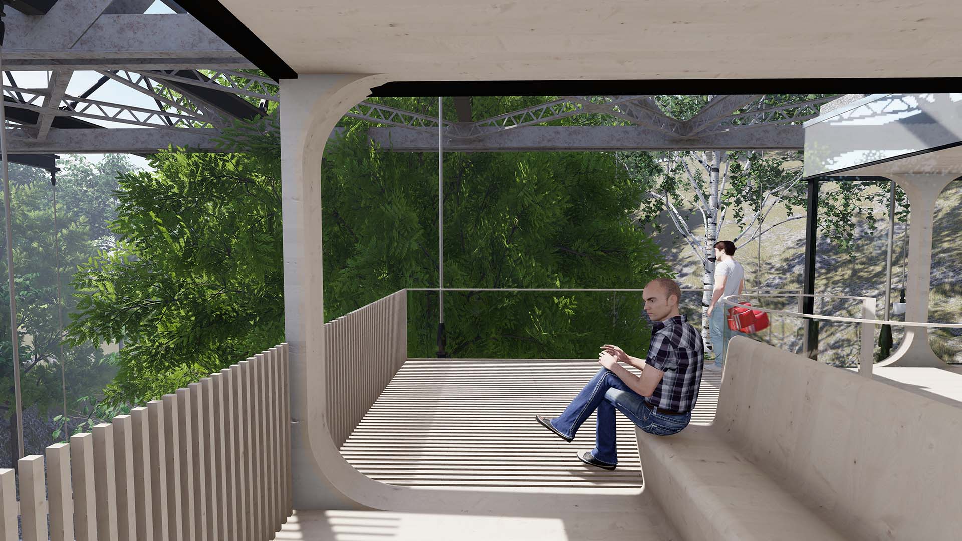 Interior Visualisation of Refuge 2's Balcony View