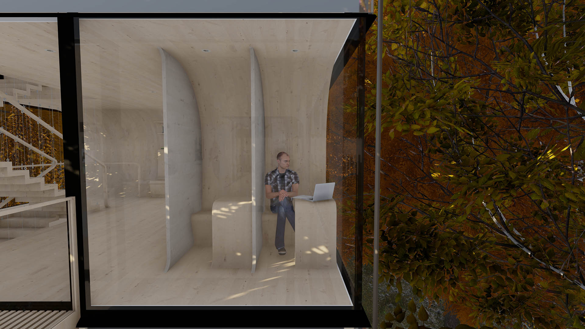 Interior Visualisation of the Retreat's Private Spaces