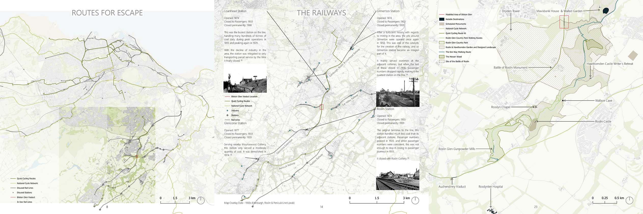 Maps exploring the Site, its connections, its history, and some of its unique features