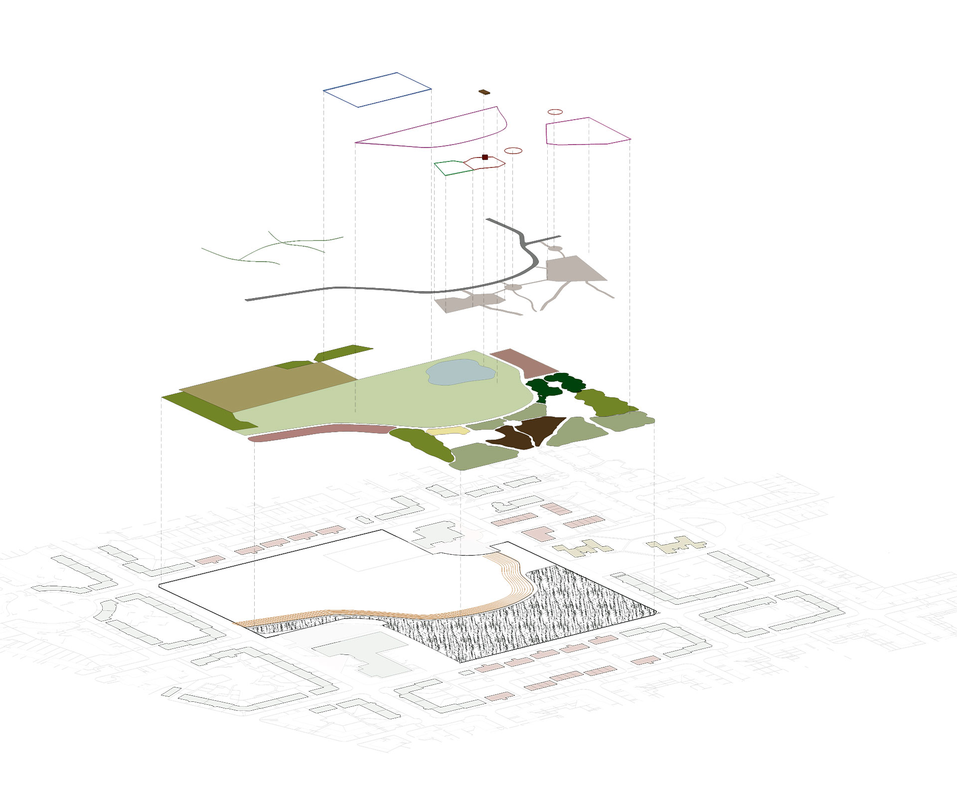 Exploded diagram of West Pilton Park's layout