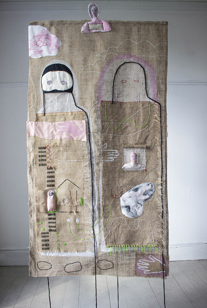 One Skin (install) 200cm x 100cm, mixed media embroidery