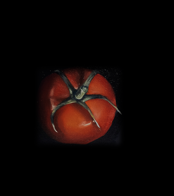 Sarah Ogilvie 'Tomato' Oil on panel, 10x10inches, 2021