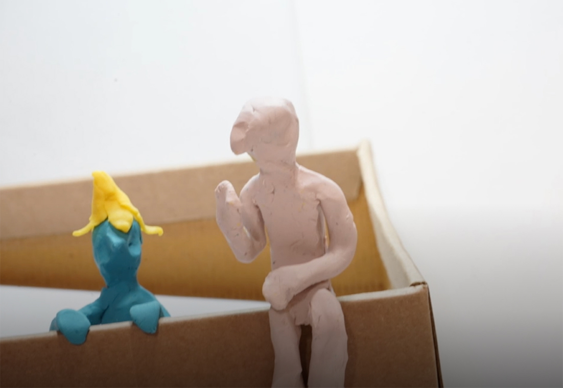 Screenshot from “Calling…” (2021) - stop motion animation