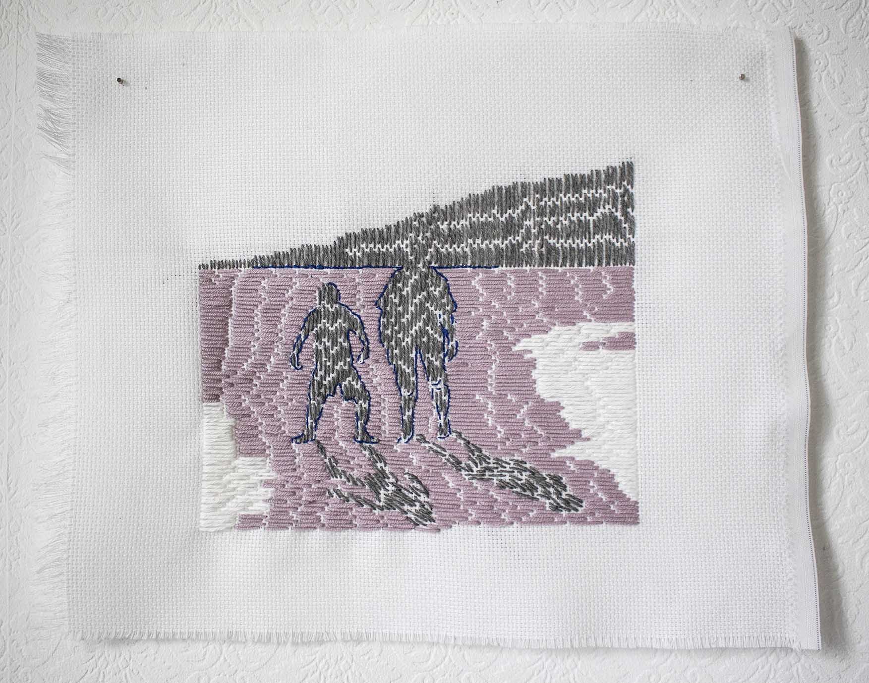 Shadows, wool embroidery, 35cm x 45cm, 2021