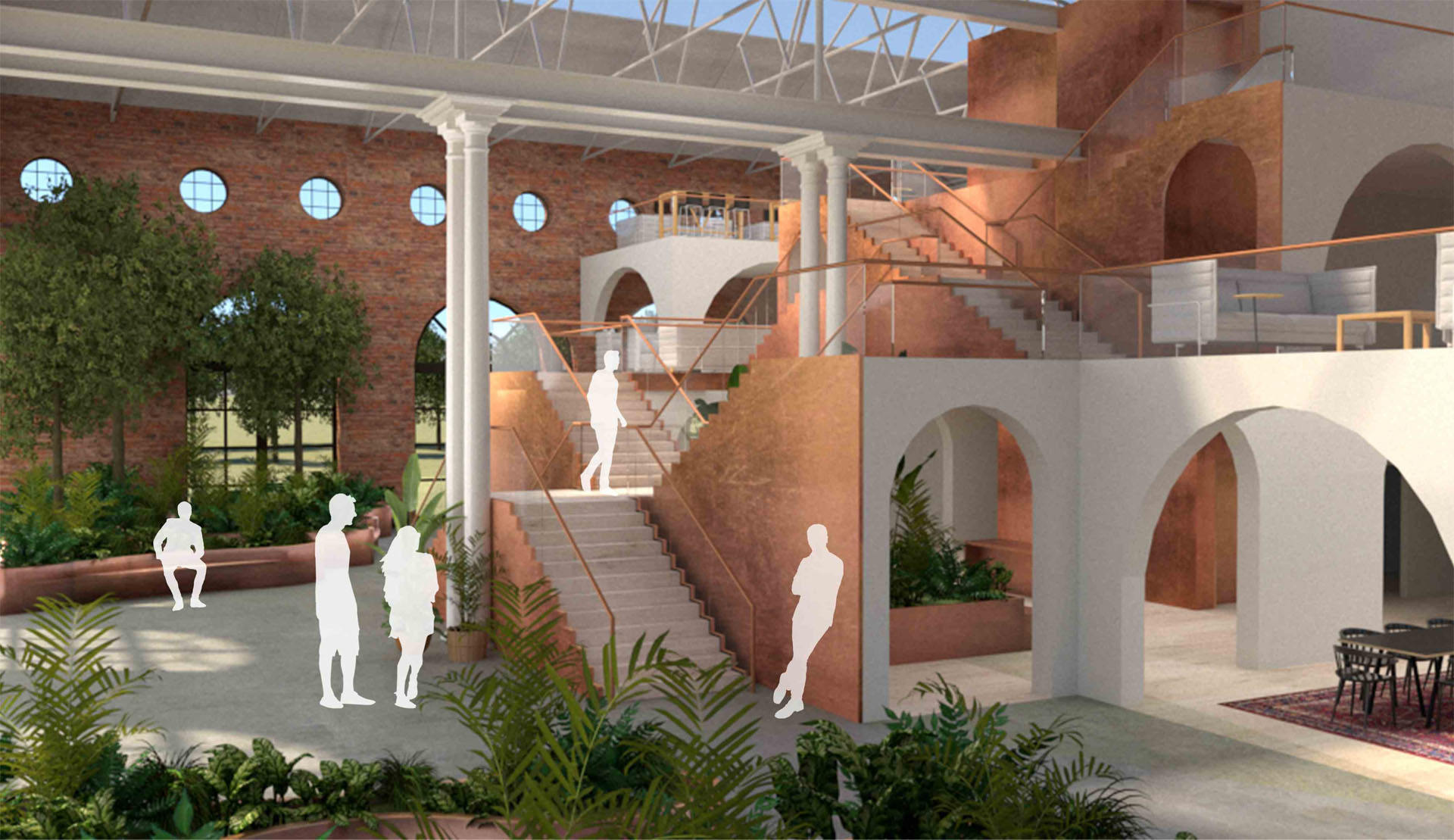 Visual of ShrubHub showing garden, stair and arches