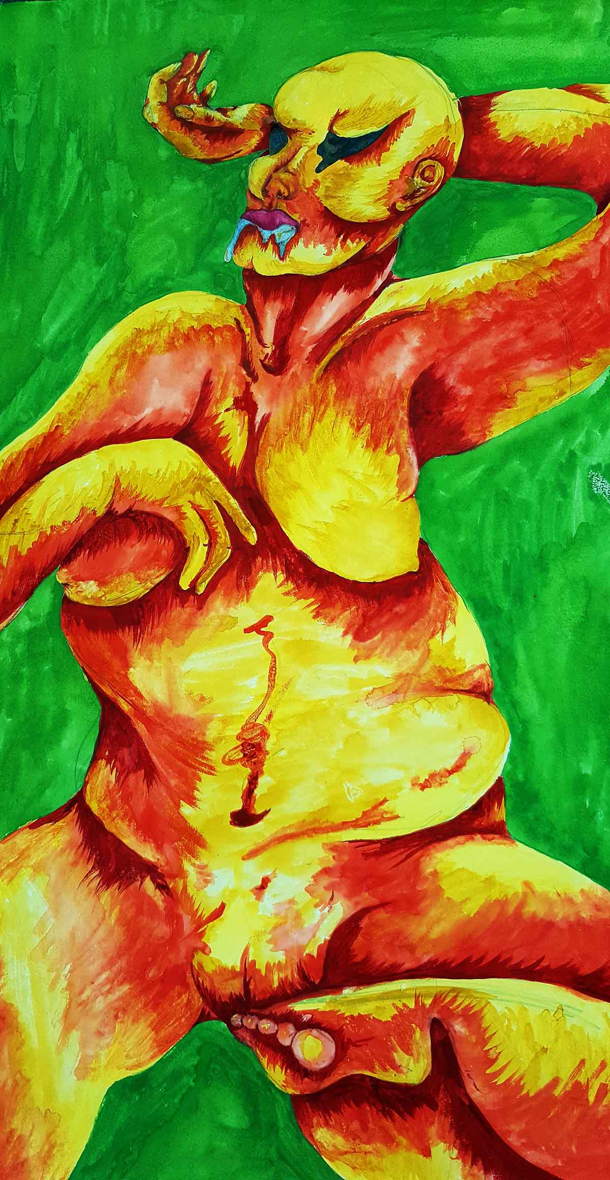 Painting of drooling woman 