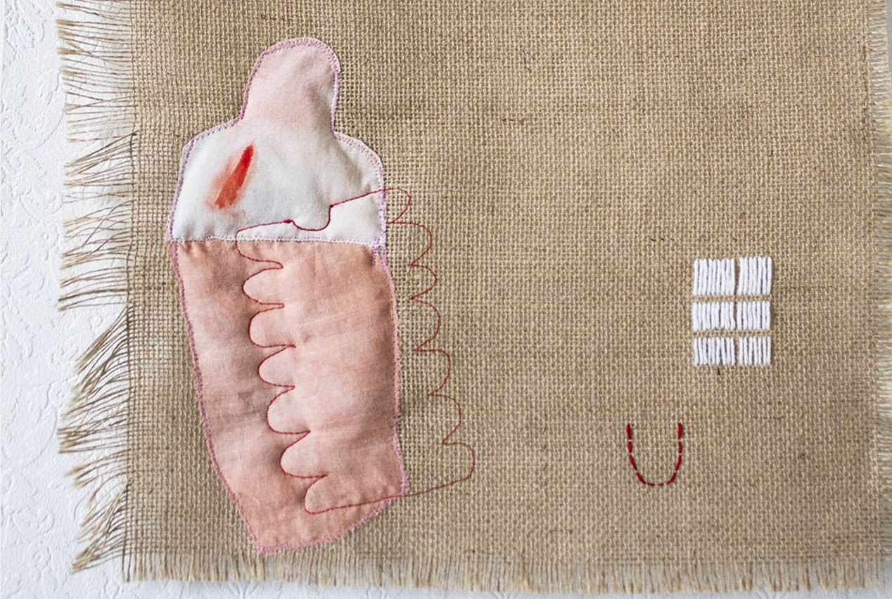 Tooth (detail), mixed media embroidery, 55cm x 40cm, 2021