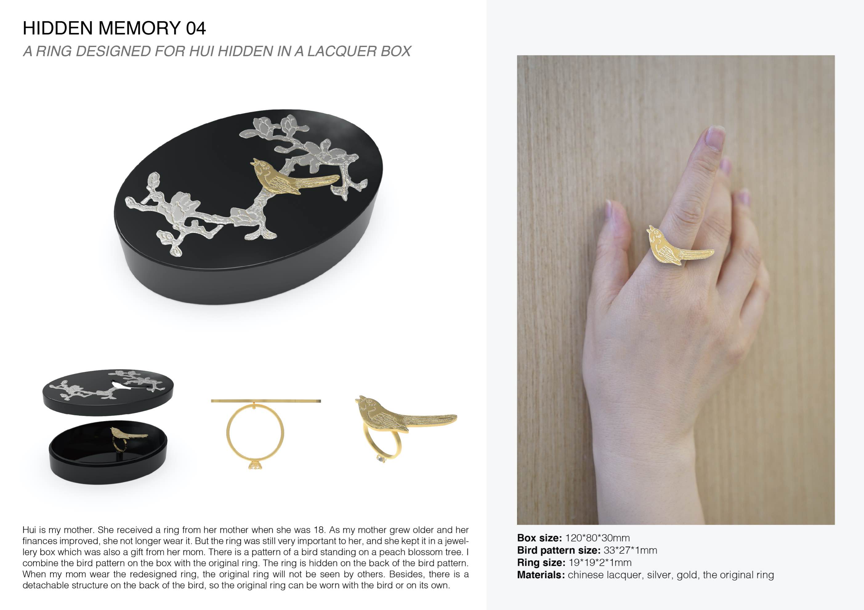 A ring designed for HUI hidden in a lacquer box