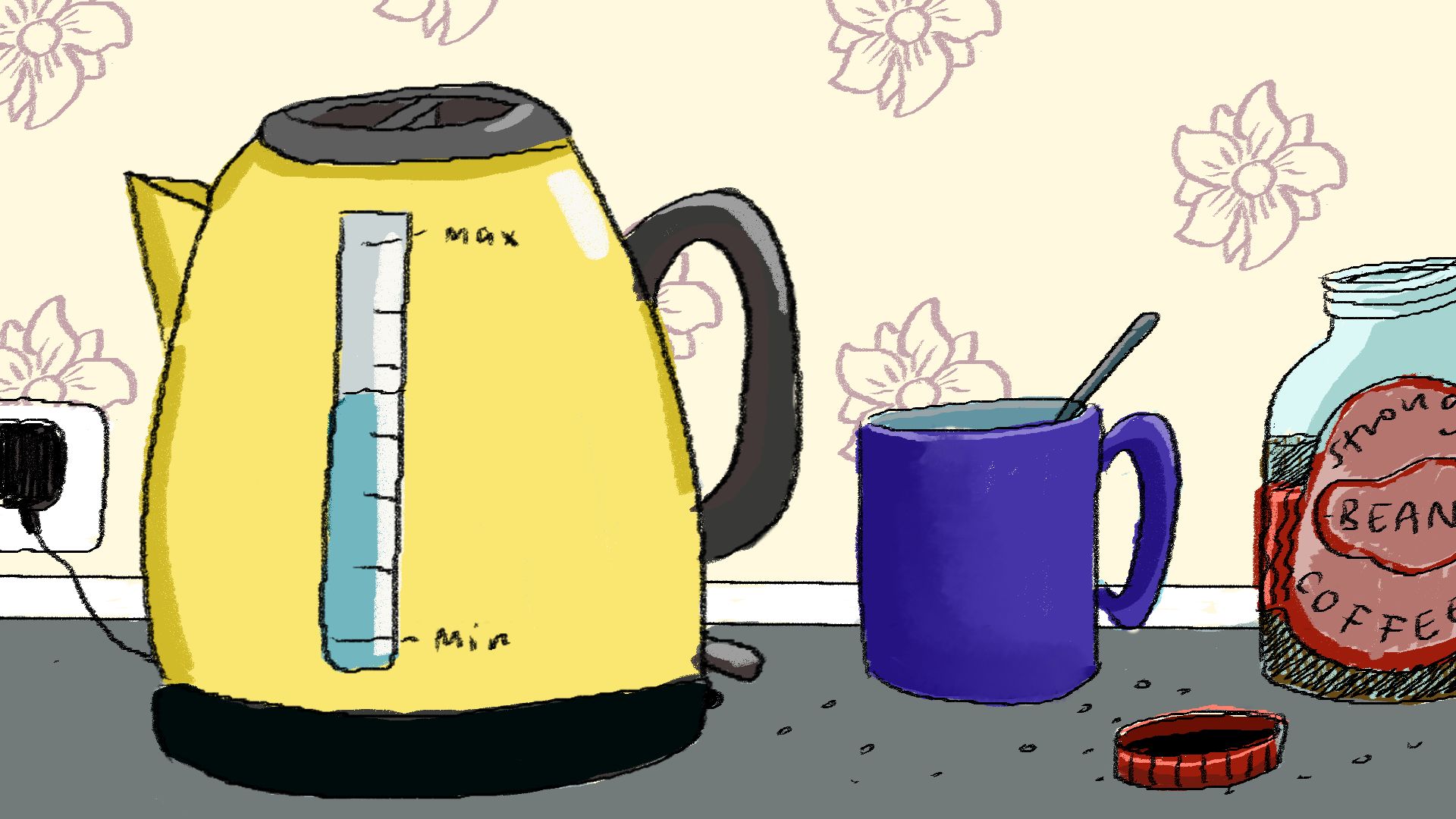A screenshot from the film: The kettle in Her kitchen 