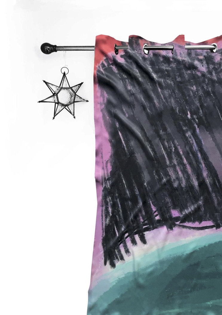 Textiles shown in an interiors setting.