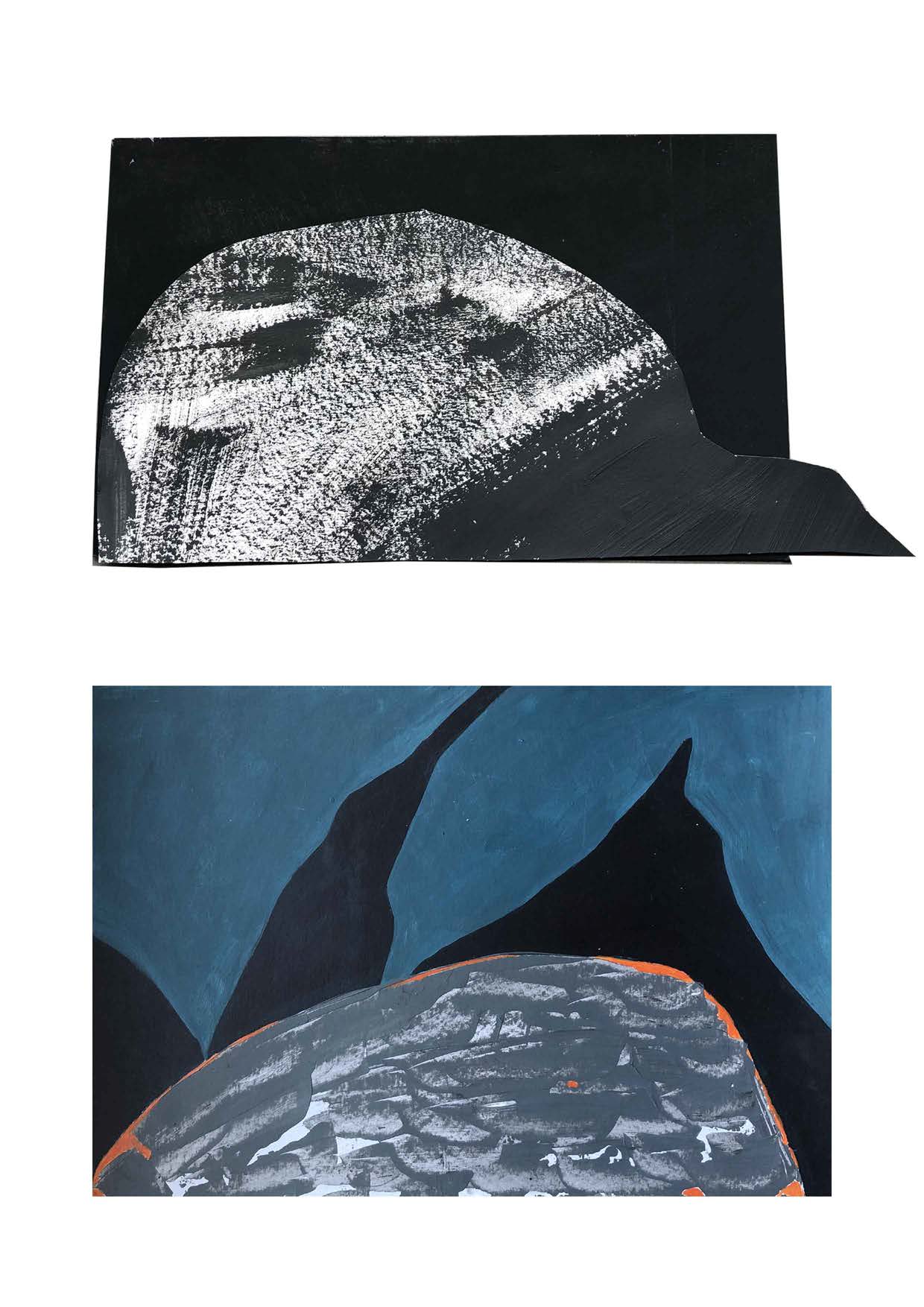 Collages of the landscape, moody greys.