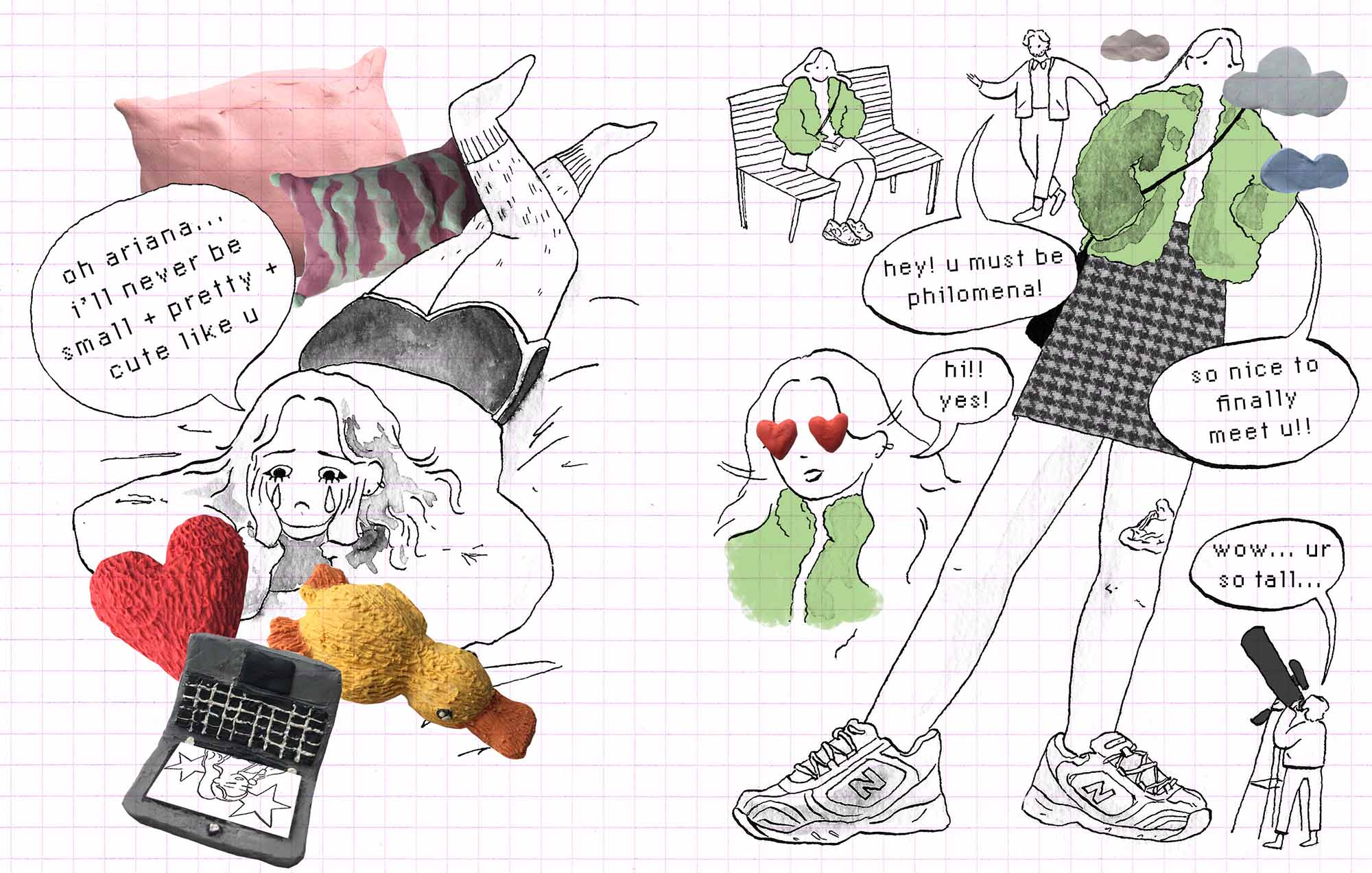 Double page spread from How to make ur problems shrink away