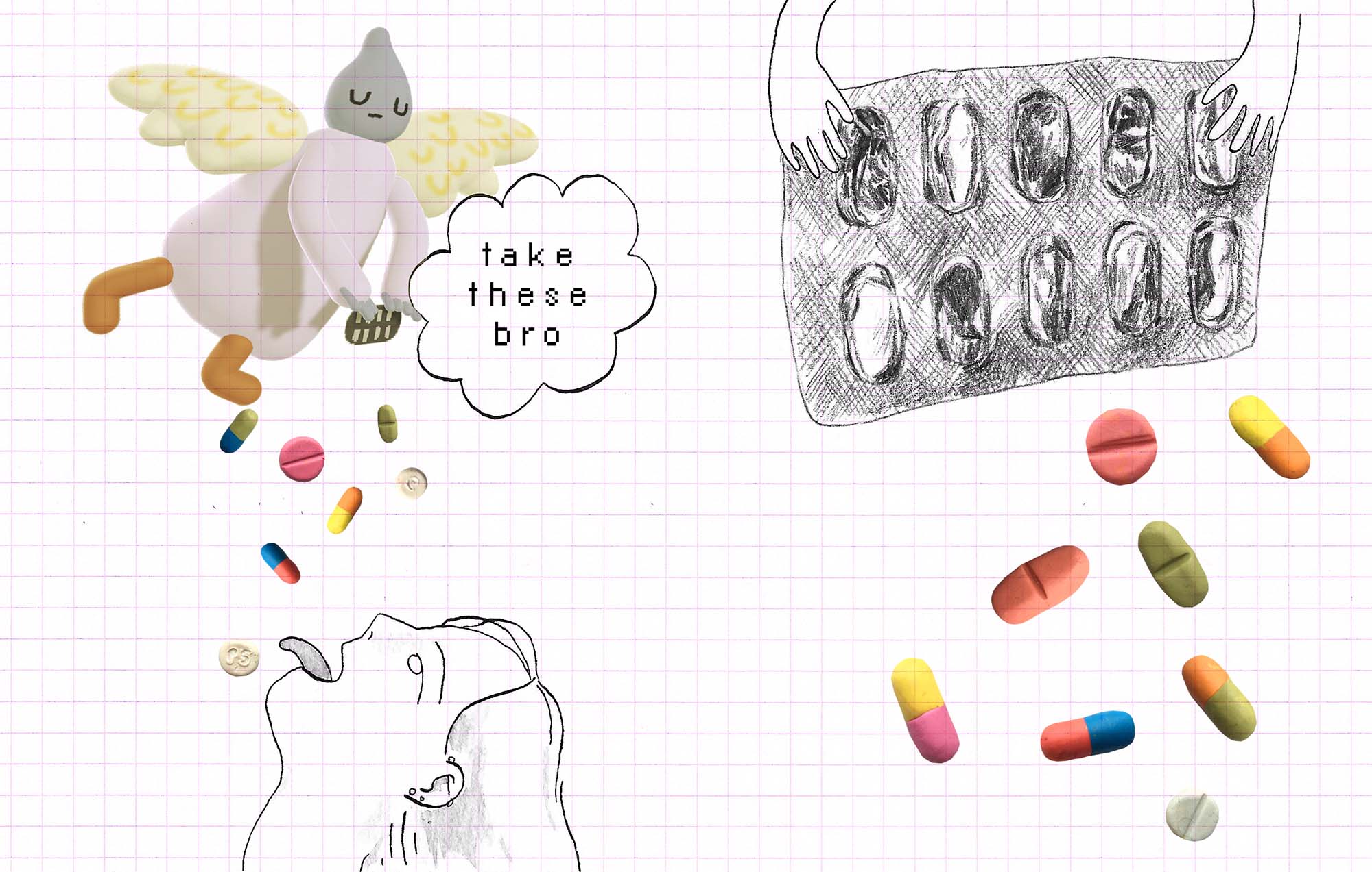 Double page spread from How to make ur problems shrink away