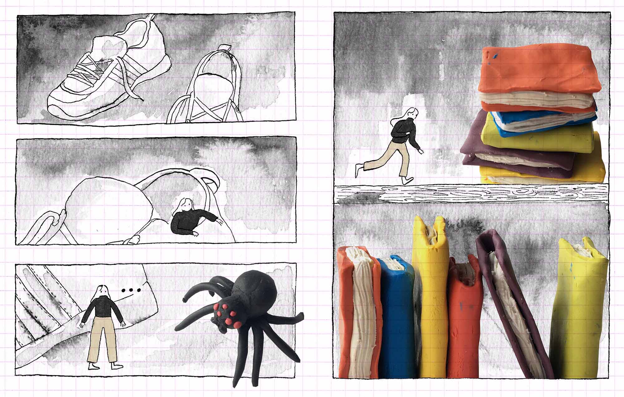 Double page spread from How to make ur problems shrink away