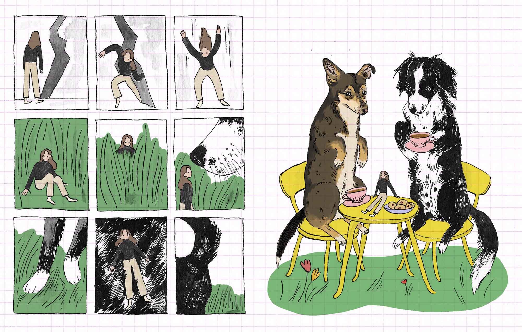 Double page spread from How to make ur problems shrink away