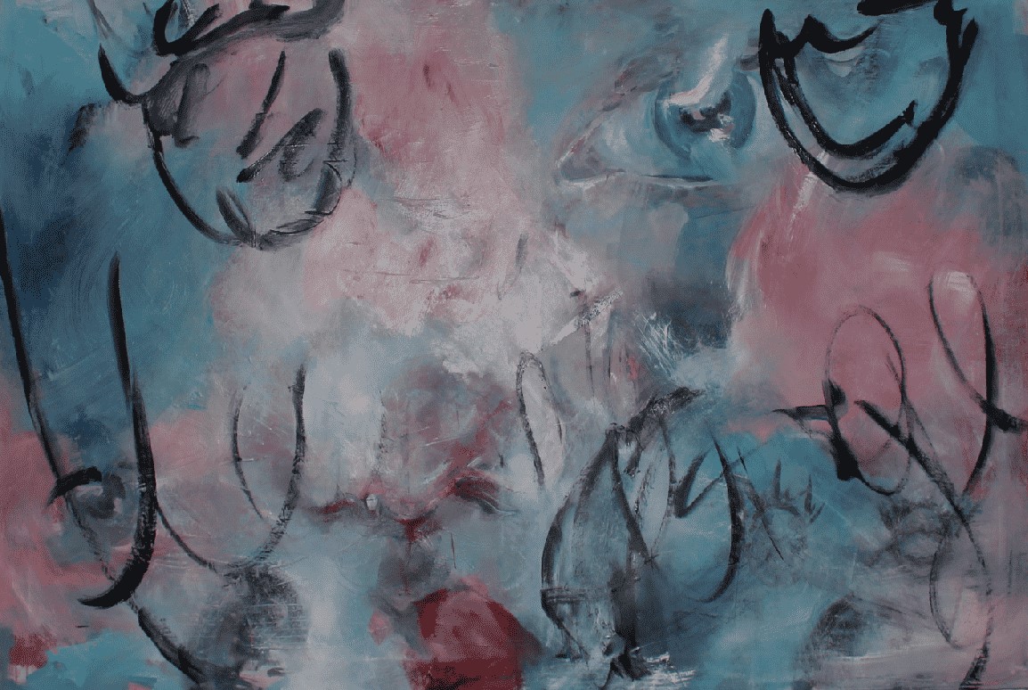 oil paint, spray paint, wall paint on canvas, 122 x 184 cm 