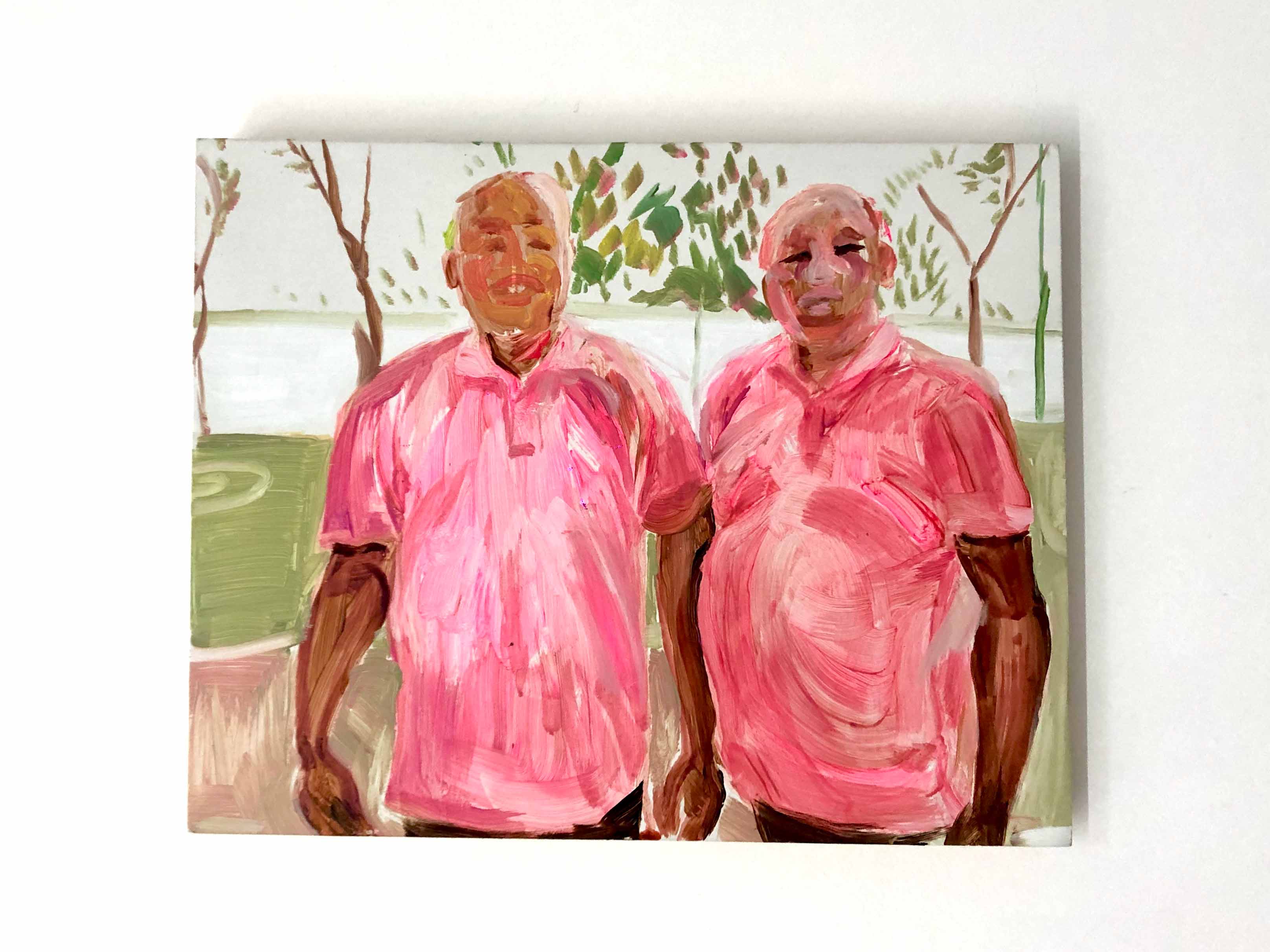 Colleagues in Pink (2020) 15*20cm Painting on wood 