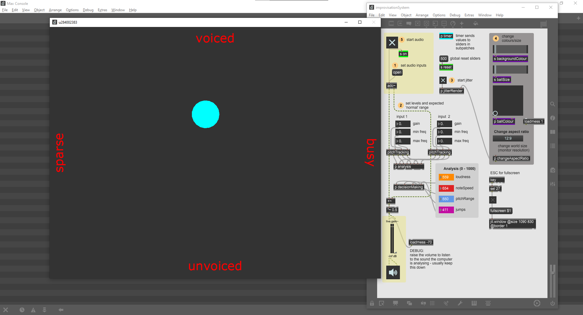 Screenshot of code from a Max 'patch'.