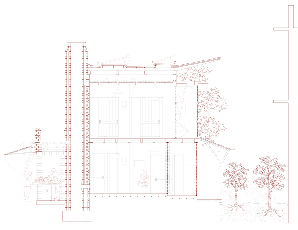 A House for a Fruit-Farmer, Section through House