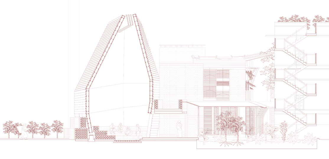 A House for a Fruit-Farmer, Section through Meeting Hall