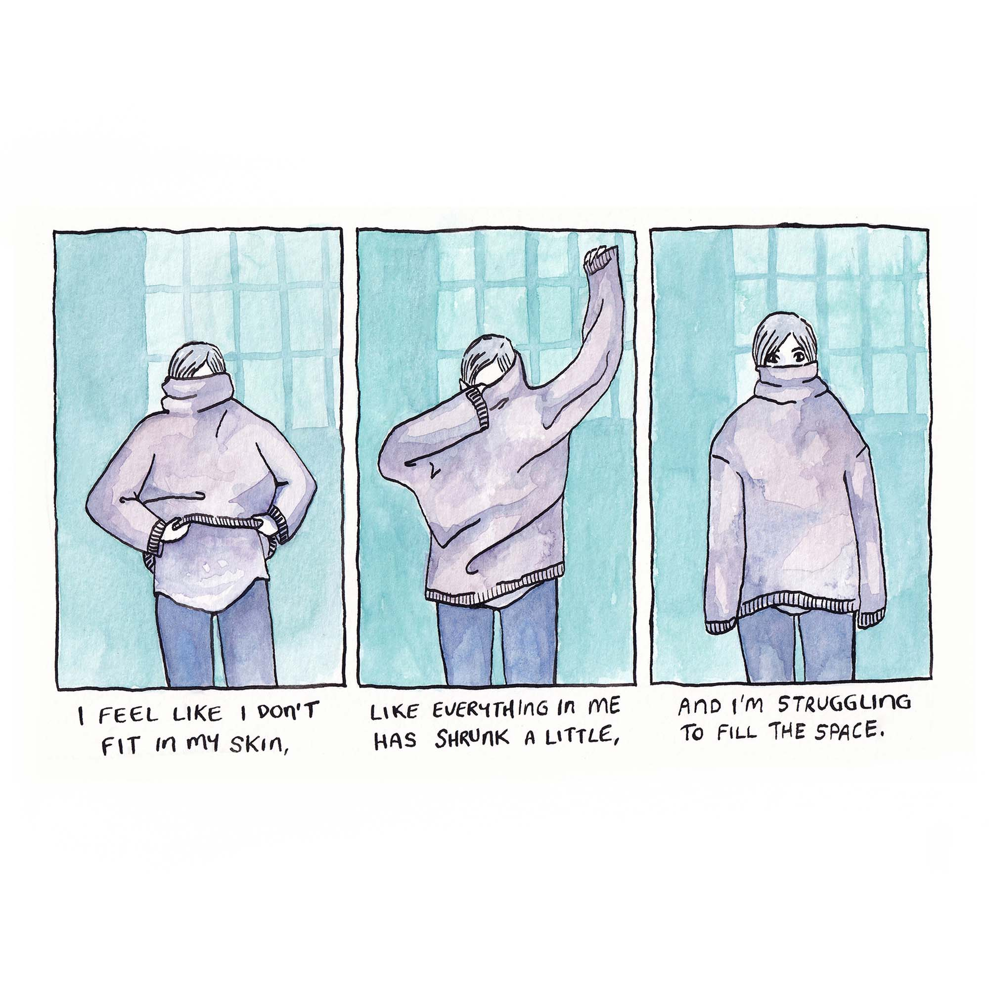 Short format comic about feeling uncomfortable in your own skin.
