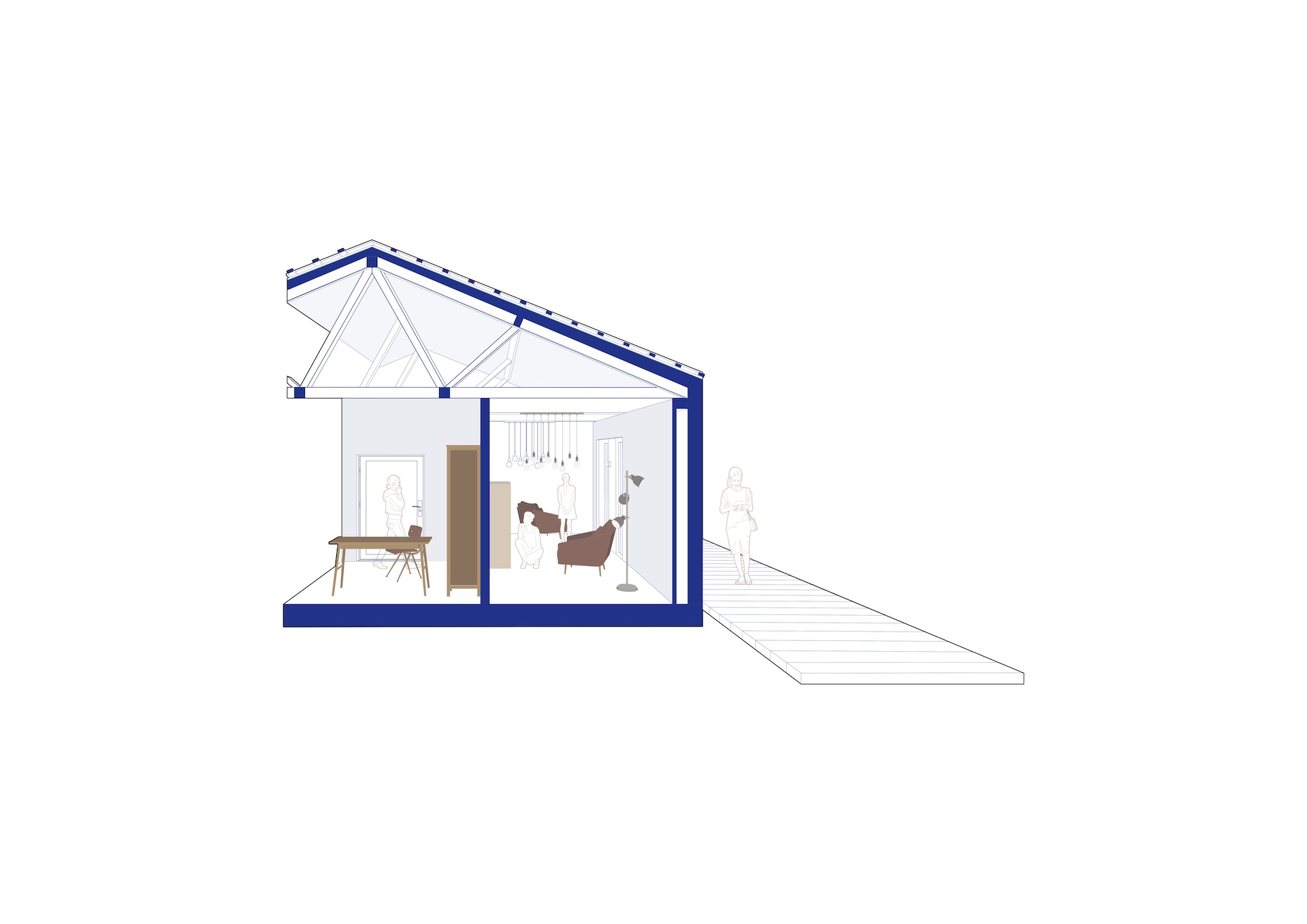 Perspective section highlighting the difference between the formal and informal reading spaces in the library. 