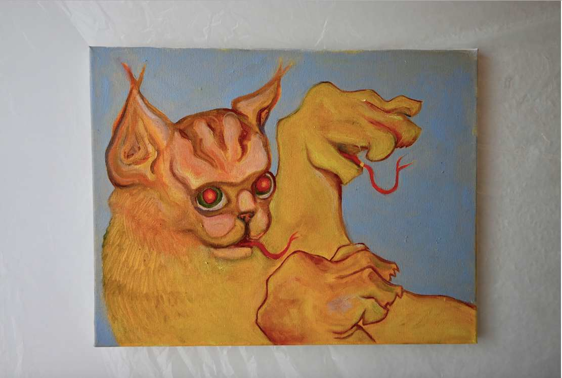 painting of a demon cat