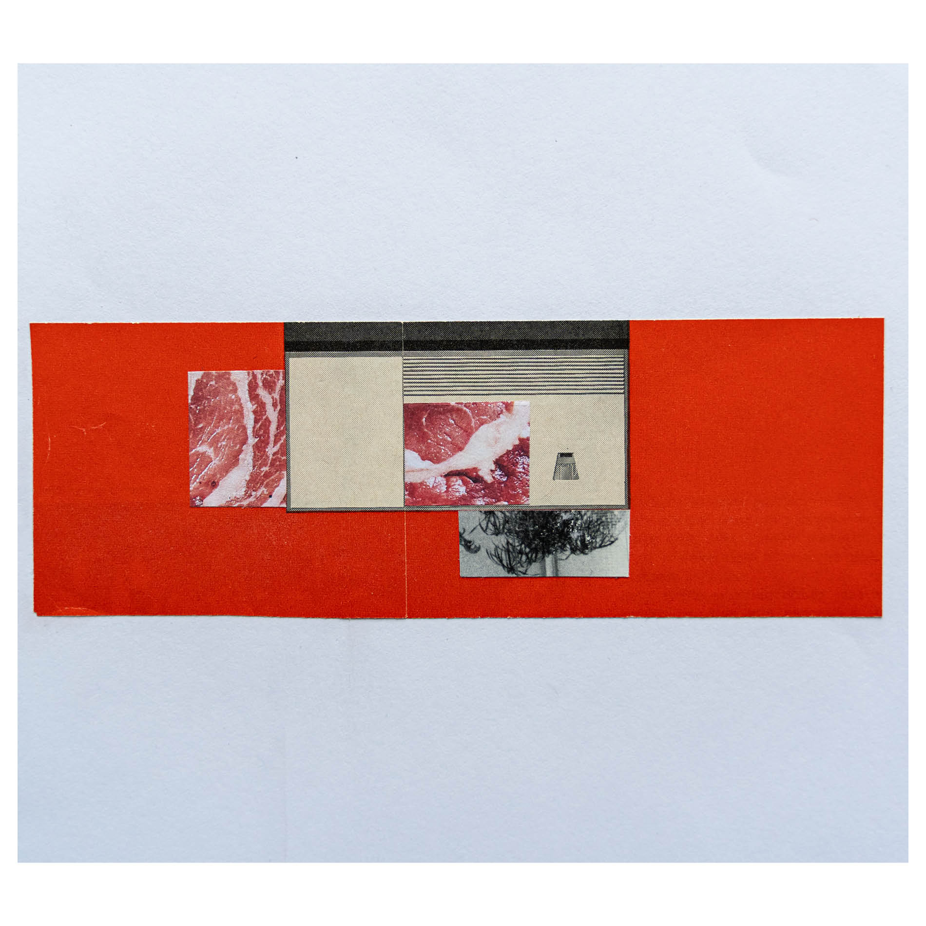 Collage of meat in space. 1970. November 2019