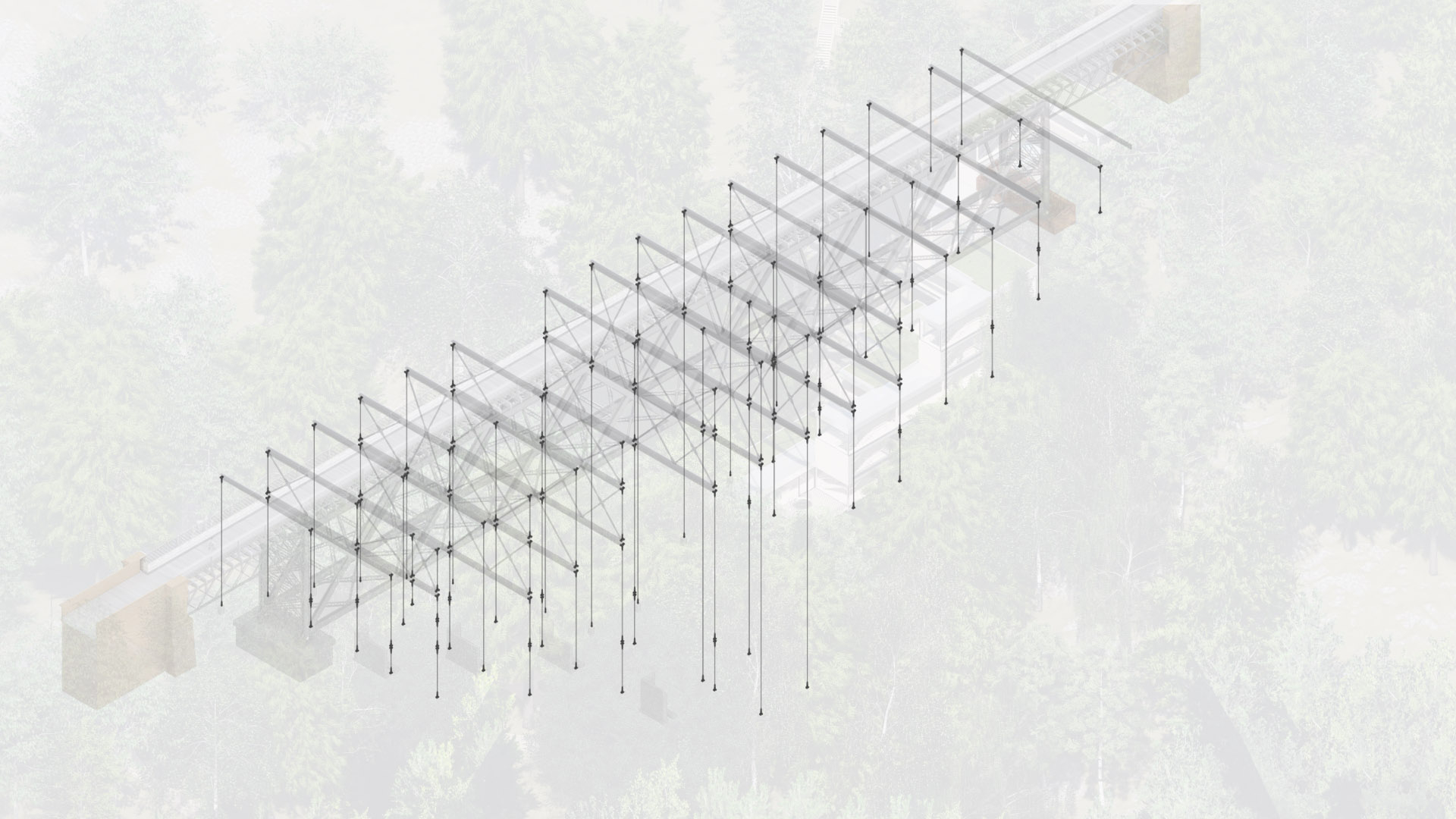 Diagram showing the Structural Build Up 5 - highlighting the Suspending Cables