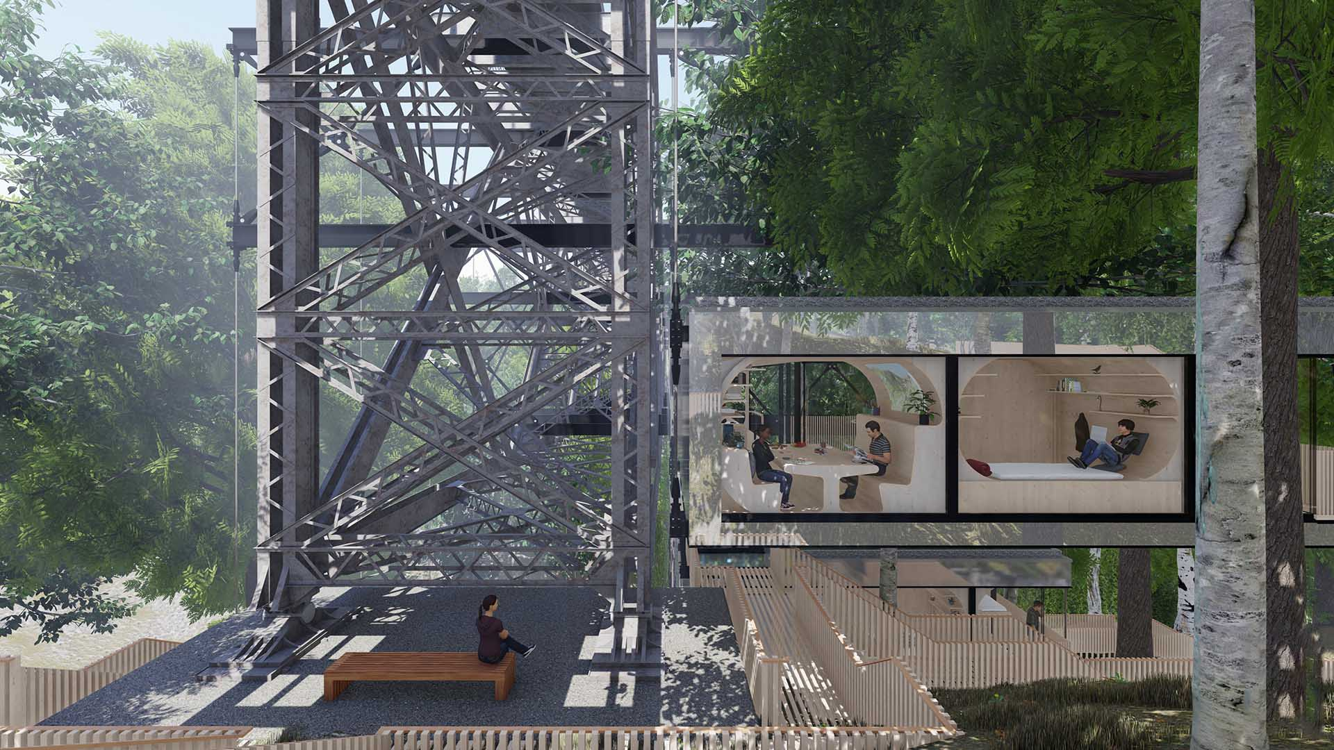Exterior Visualisation of the Bield - Bothy 1 & The Bridge