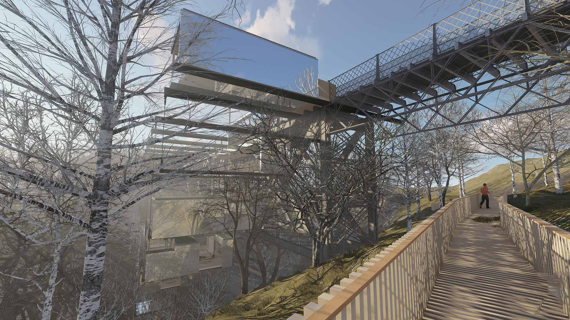 Exterior Visualisation of the Bield from a Hiking Trail