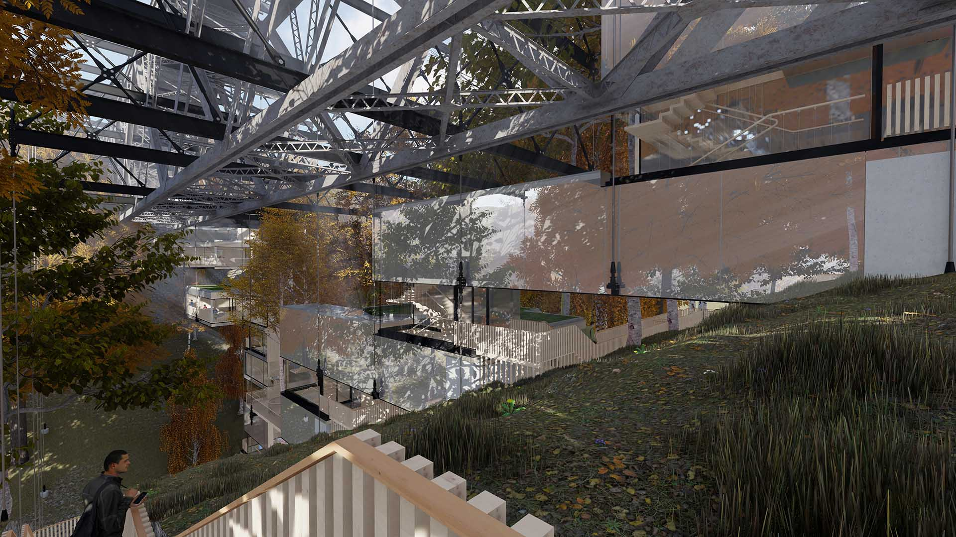 Exterior Visualisation of the Bield in the Woodland